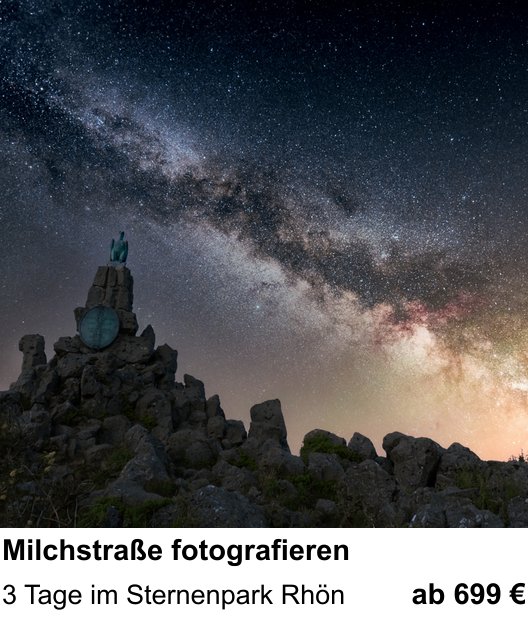 Atmosphärischer Fotoworkshop für Aufnahmen zu Milchstraße fotografieren: 3 Tage im Sternenpark Rhön